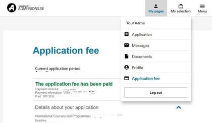 Application Fee Payment for University, etc.
